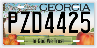 GA license plate PZD4425