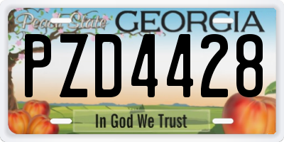 GA license plate PZD4428