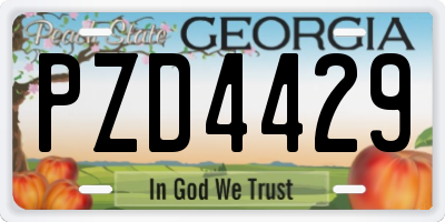 GA license plate PZD4429