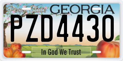GA license plate PZD4430