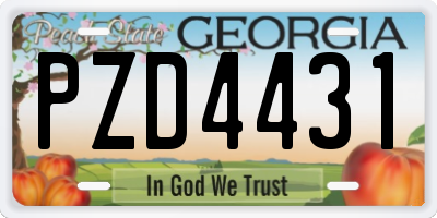 GA license plate PZD4431