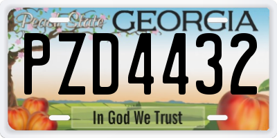 GA license plate PZD4432