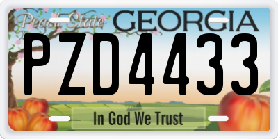 GA license plate PZD4433