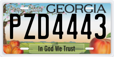 GA license plate PZD4443