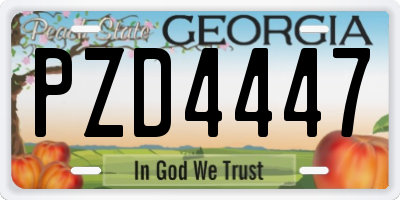 GA license plate PZD4447