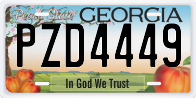GA license plate PZD4449