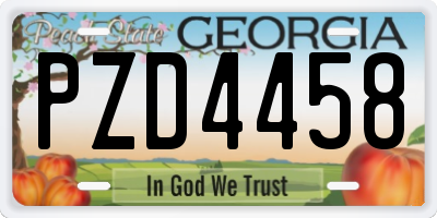 GA license plate PZD4458