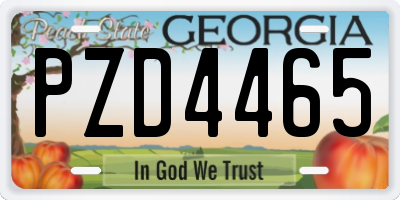 GA license plate PZD4465