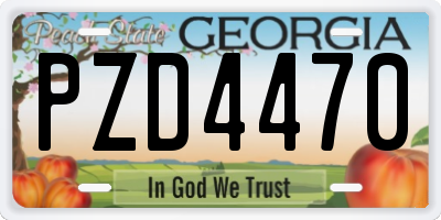 GA license plate PZD4470