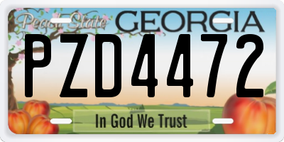 GA license plate PZD4472