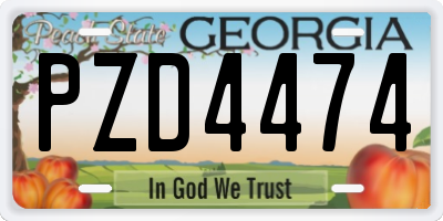 GA license plate PZD4474