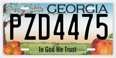 GA license plate PZD4475