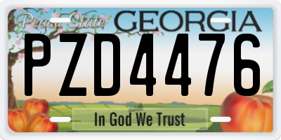 GA license plate PZD4476
