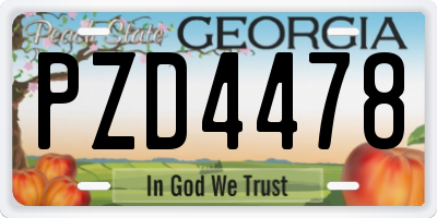 GA license plate PZD4478