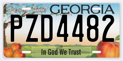 GA license plate PZD4482