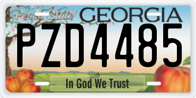 GA license plate PZD4485