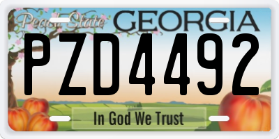 GA license plate PZD4492