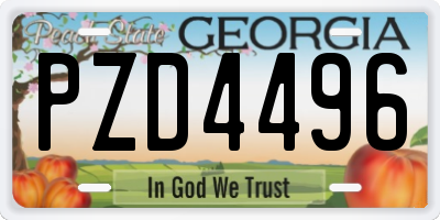GA license plate PZD4496