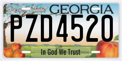 GA license plate PZD4520