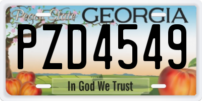 GA license plate PZD4549