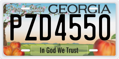 GA license plate PZD4550