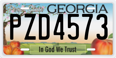 GA license plate PZD4573
