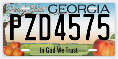 GA license plate PZD4575