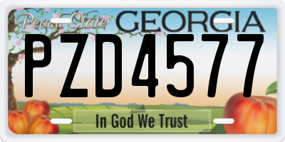 GA license plate PZD4577