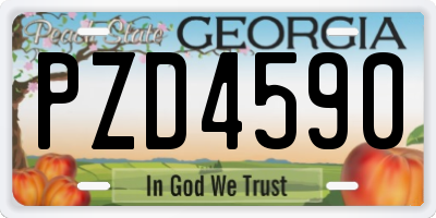 GA license plate PZD4590