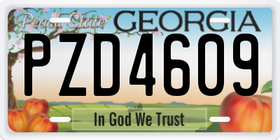 GA license plate PZD4609