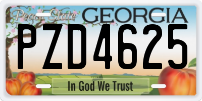 GA license plate PZD4625