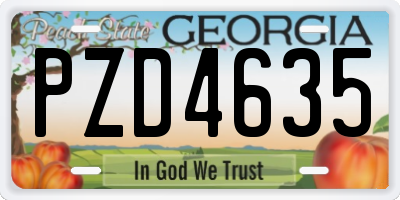 GA license plate PZD4635