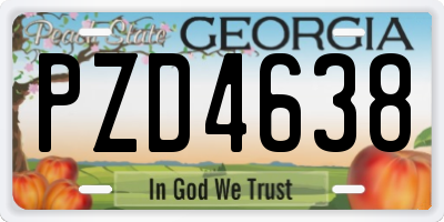 GA license plate PZD4638