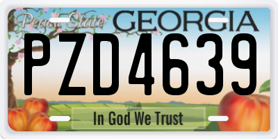 GA license plate PZD4639