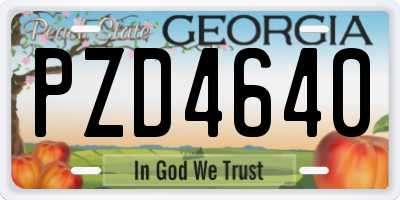 GA license plate PZD4640