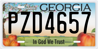 GA license plate PZD4657