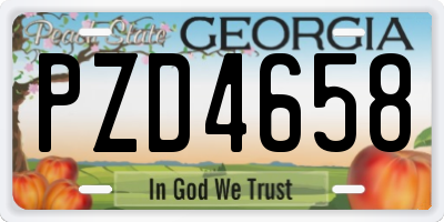 GA license plate PZD4658