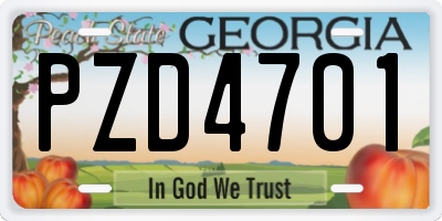 GA license plate PZD4701