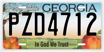 GA license plate PZD4712