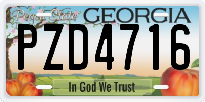GA license plate PZD4716