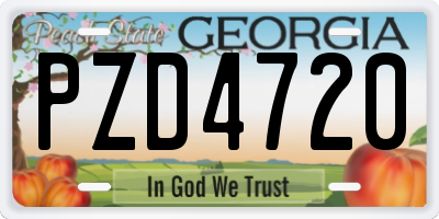 GA license plate PZD4720