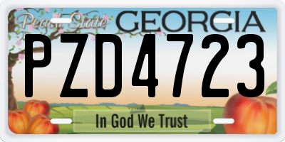 GA license plate PZD4723