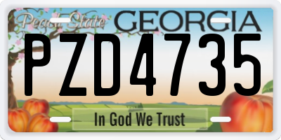 GA license plate PZD4735