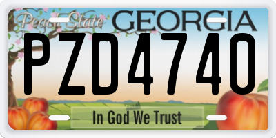 GA license plate PZD4740