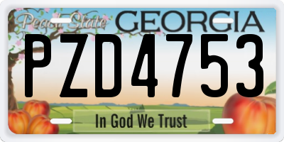GA license plate PZD4753