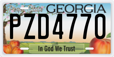 GA license plate PZD4770