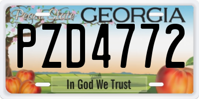GA license plate PZD4772