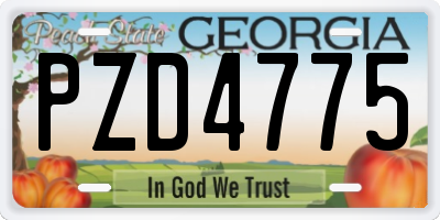 GA license plate PZD4775