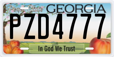 GA license plate PZD4777