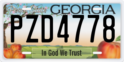 GA license plate PZD4778